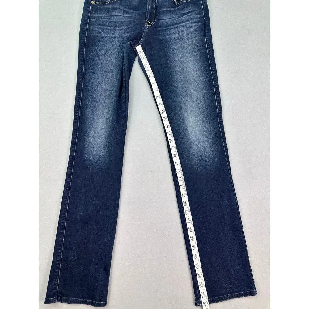 7 For All Mankind Karah Straight Leg Dark Wash Stretch Jeans Size 31 - Picture 10 of 11